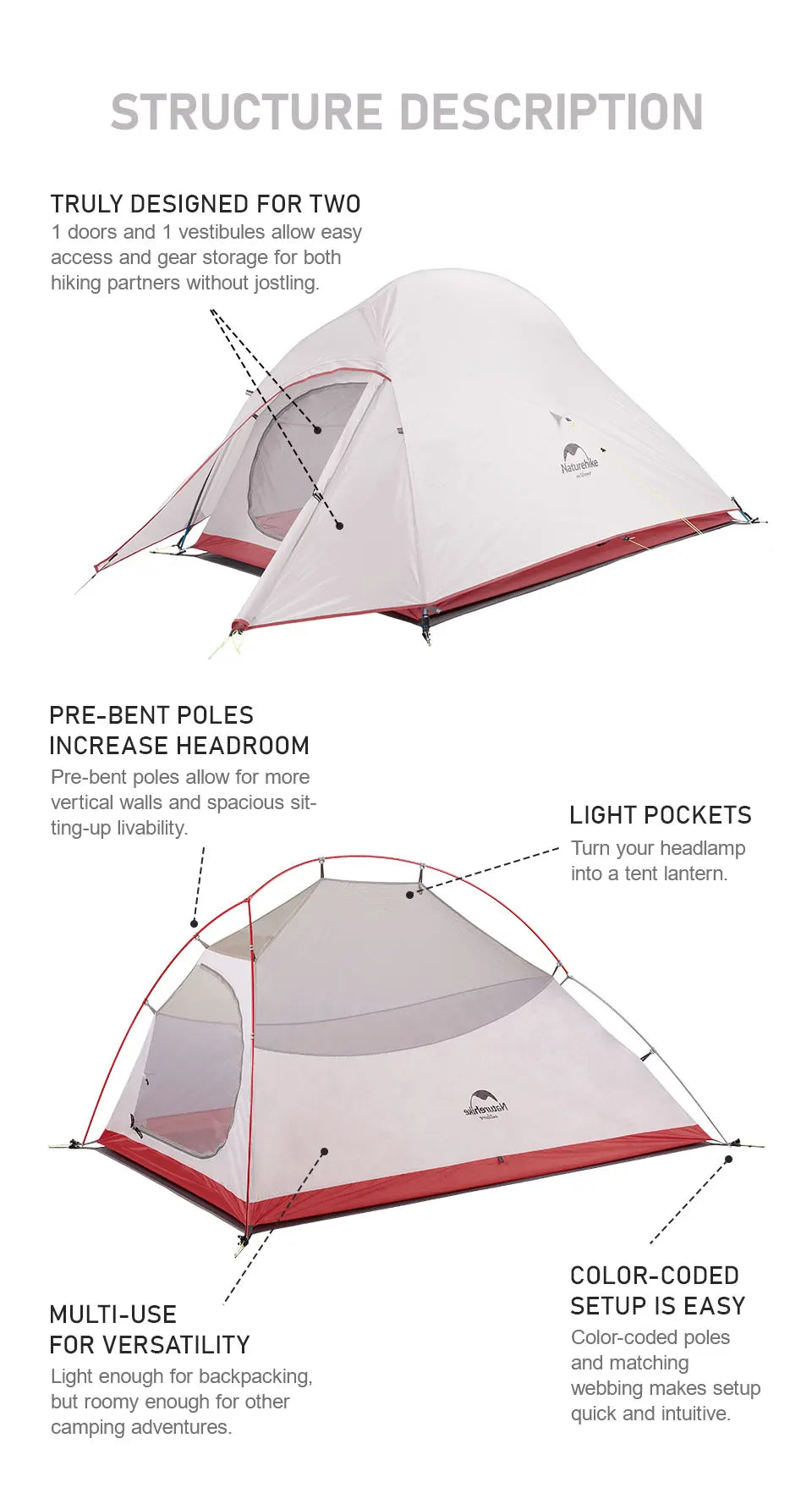 Naturehike Upgraded Cloud Up 2 Ultralight Tent