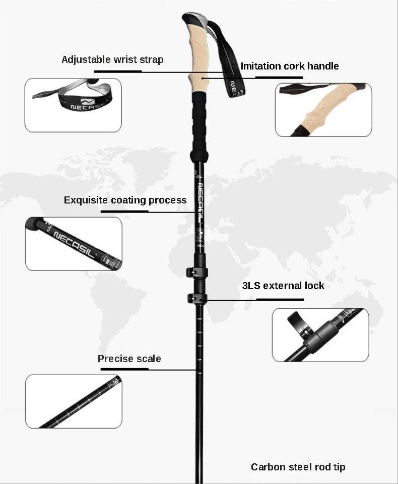 Aluminum Trekking Poles Ultralight 135cm 2pcs