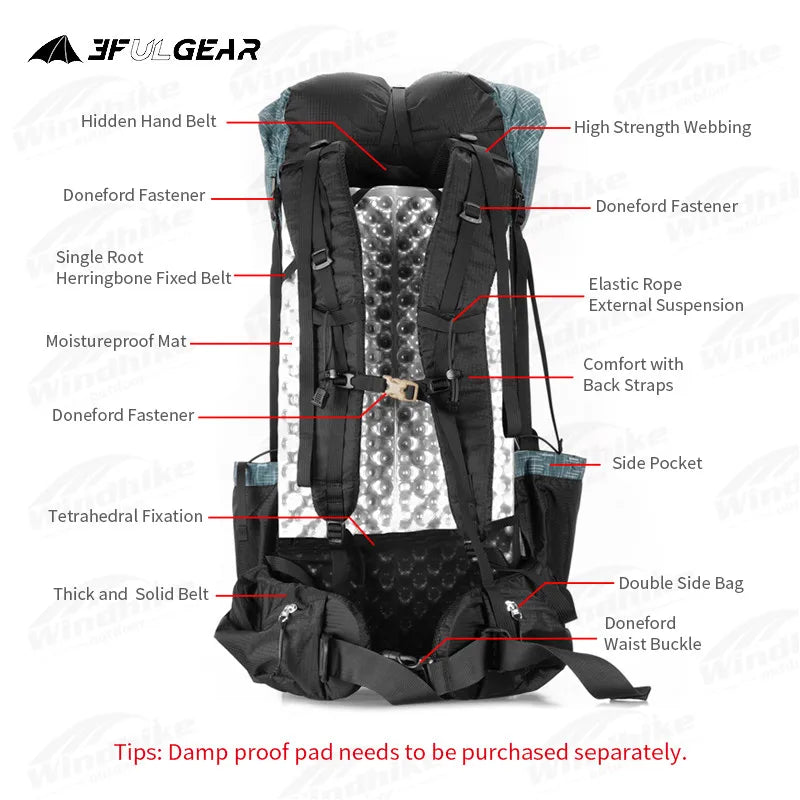 3F UL GEAR 40L+16L QIDIAN 2.0 Ultralight Backpack