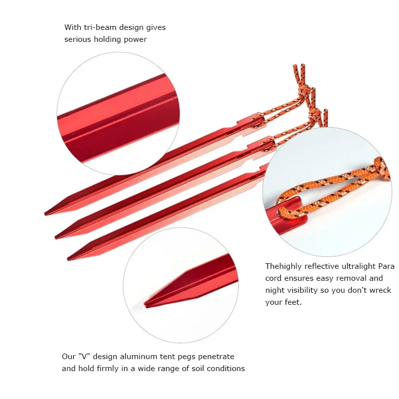 Aluminum Alloy Ultralight Tent Stakes 10Pcs 18cm