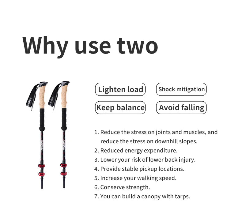 Naturehike Trekking Poles 2pcs Carbon Fiber