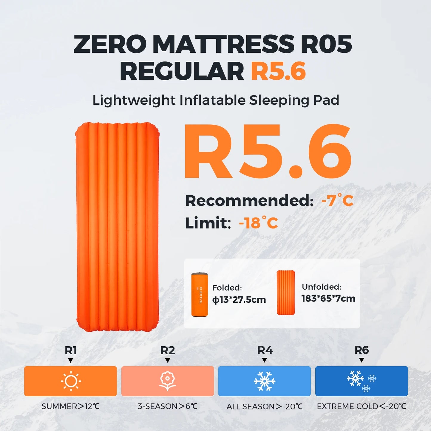 FLEXTAILGEAR ZERO MATTRESS - Insulated Sleeping Pad with 5.6 R-Value