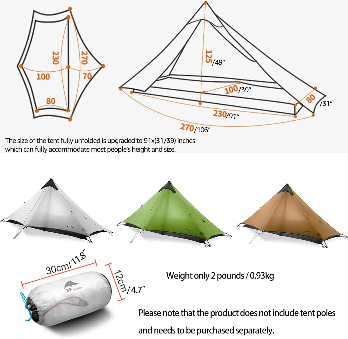 3F UL Gear Lanshan 1 Ultralight Tent 3/4 Season