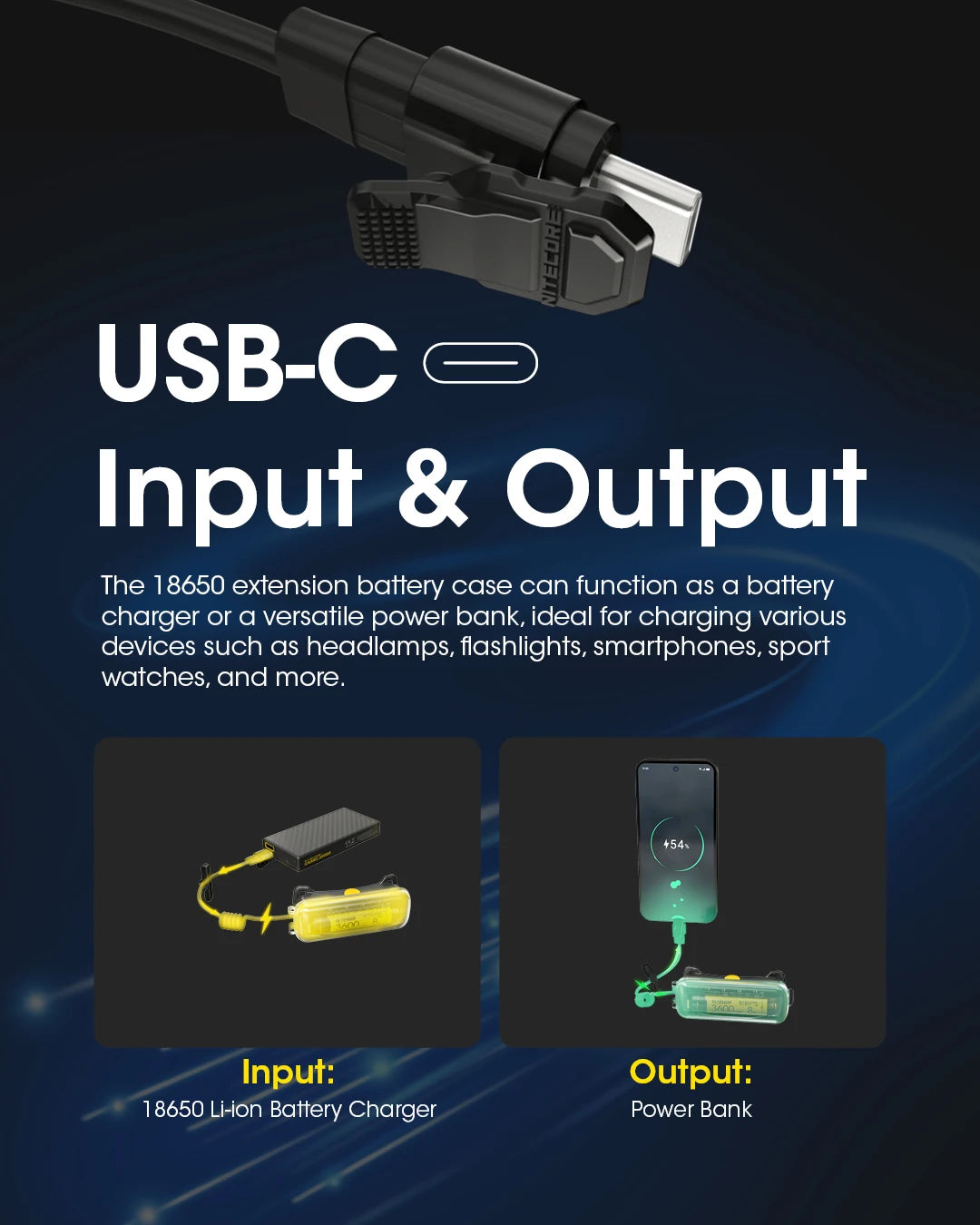 NITECORE 18650 extension battery case